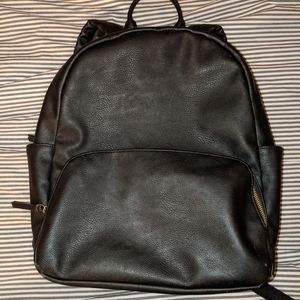 Black Faux Leather Backpack